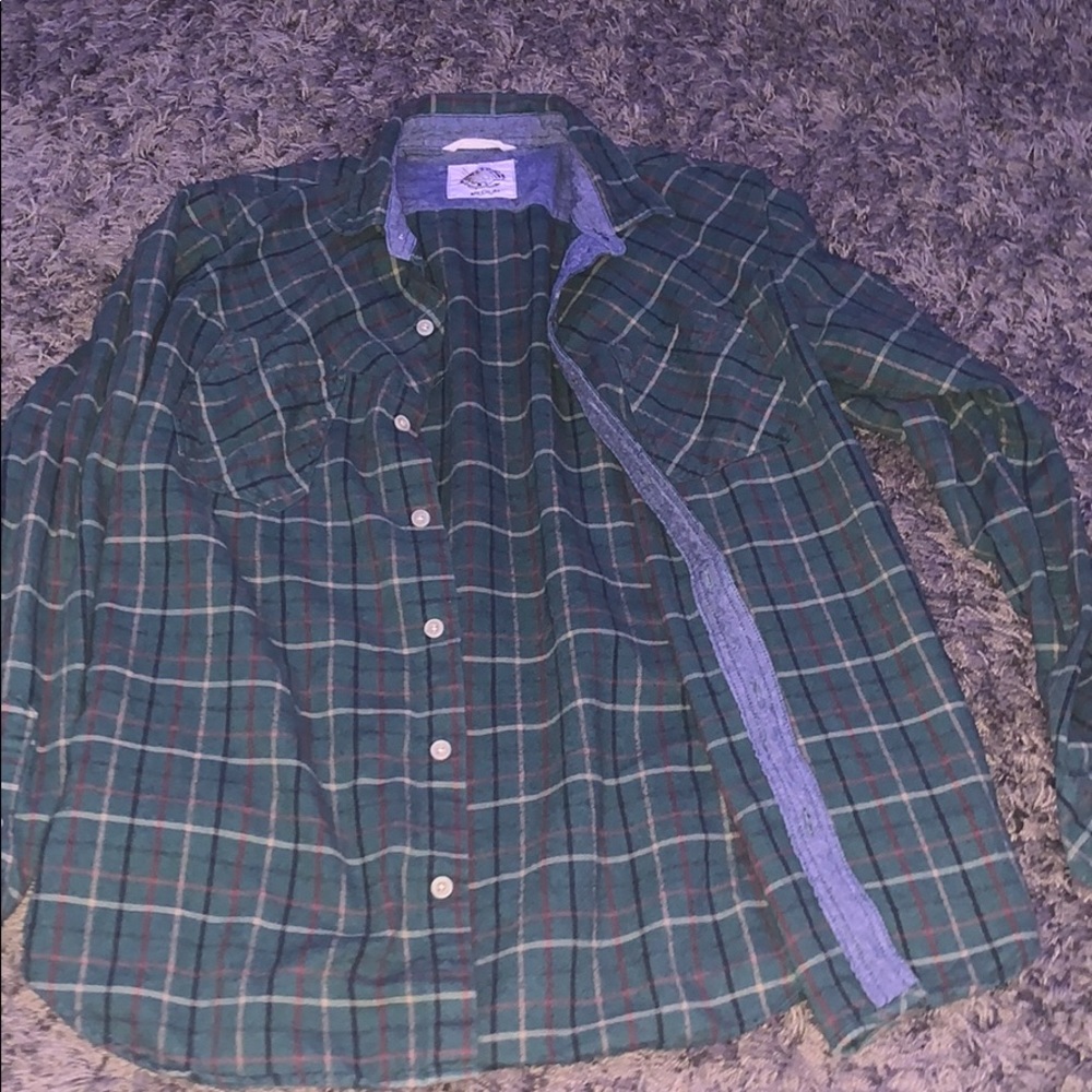 green and blue flannel